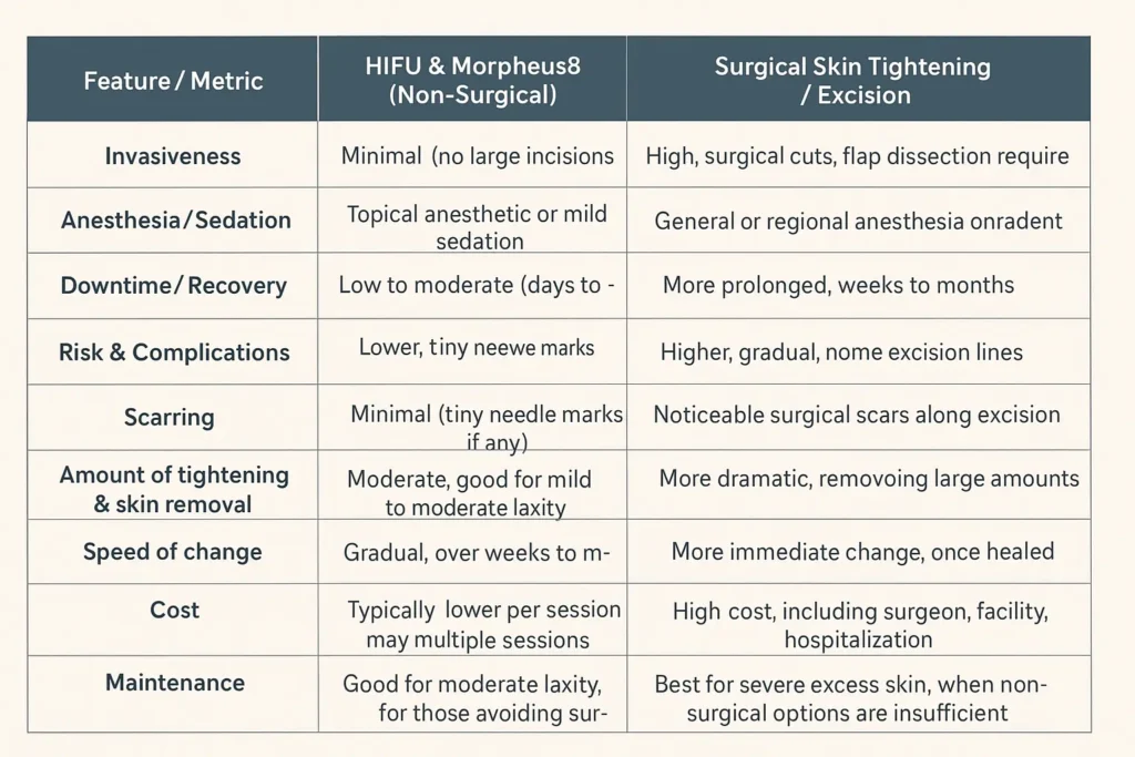 The Science of Skin Tightening 2 Table of skin tightening Rainham benefits compared to surgical options